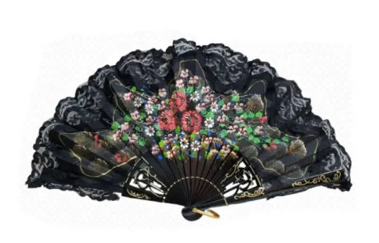 Abanico Artesanal de Madera Pintado a Mano