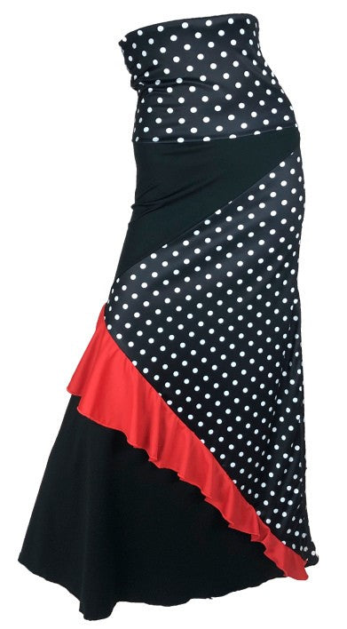 Falda flamenca de ensayo con volante en diagonal