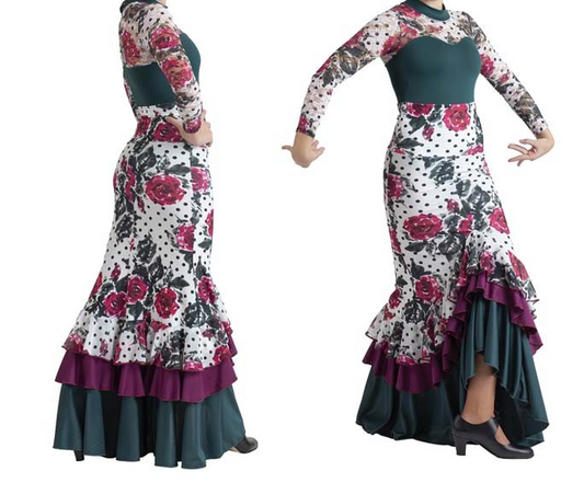 Falda de ensayo flamenca con triple volante