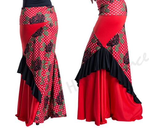 Falda flamenca de ensayo con volante en diagonal