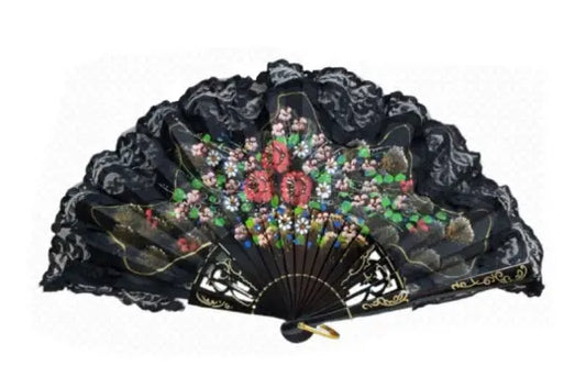 Abanico  Artesanal de Madera Pintado a Mano