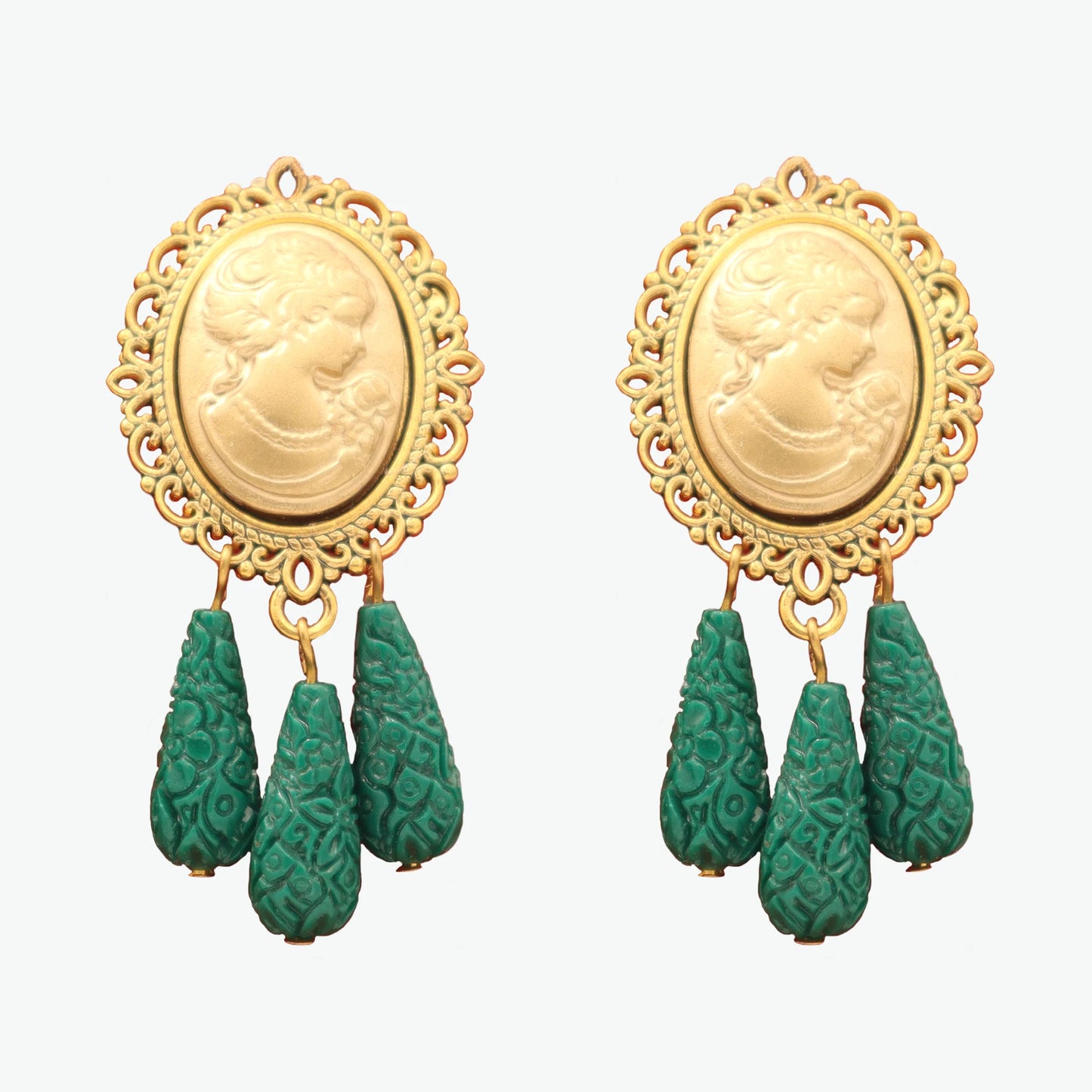 green earrings