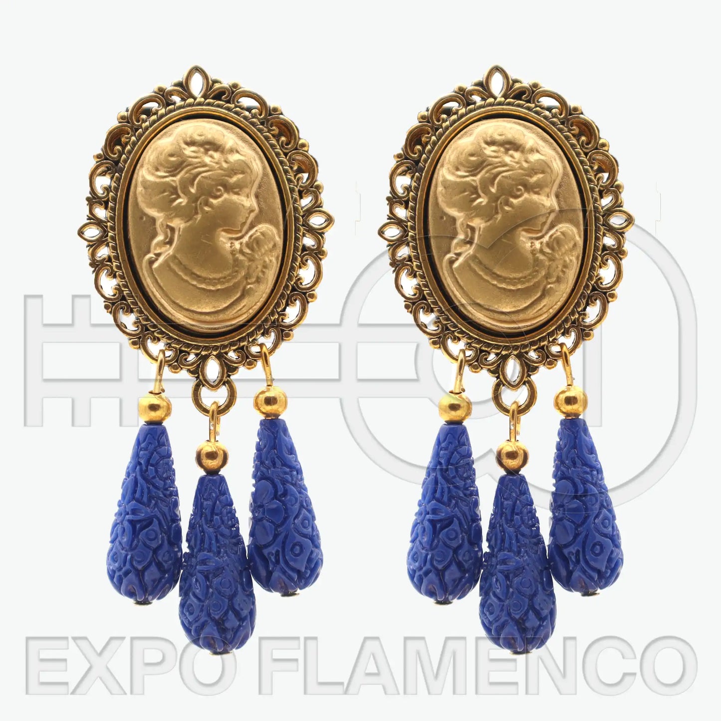 Gold cameo earrings