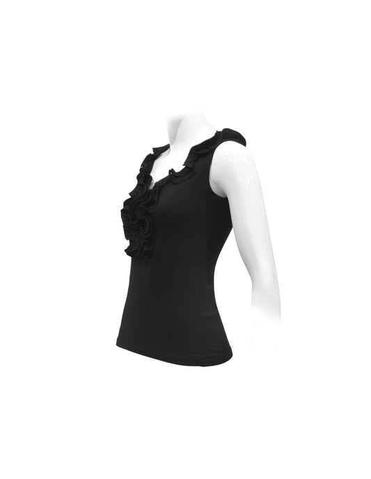 SLEEVELESS SHIRT, BLACK COLOR