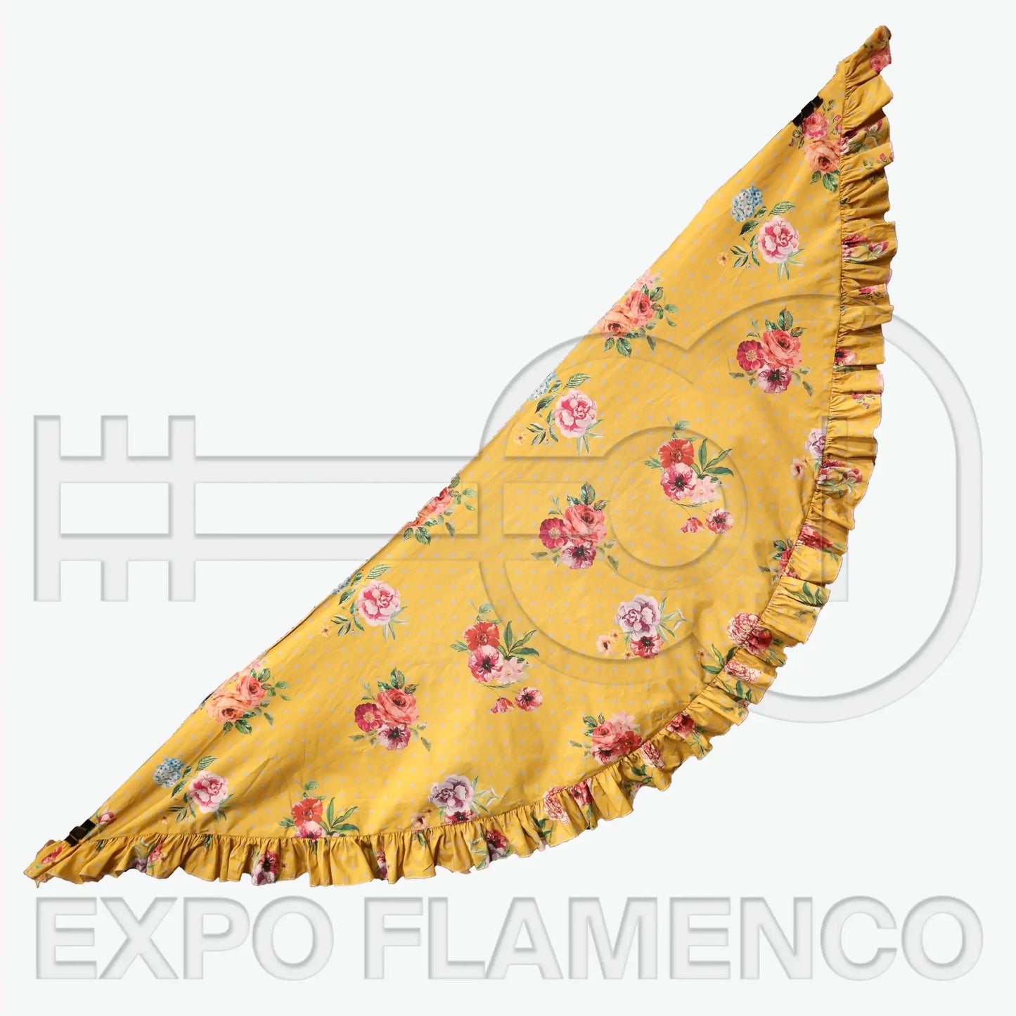 Basket shawl - flowered mustard