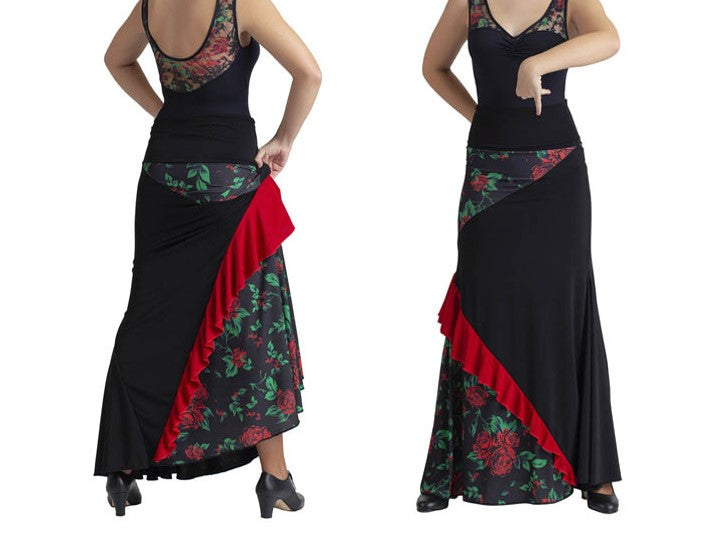 Falda flamenca de ensayo con volante en diagonal