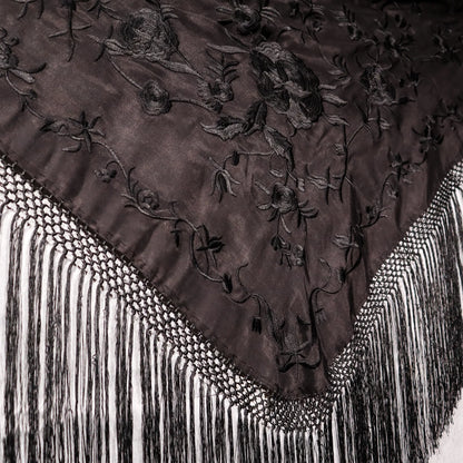 Silk Crepe Shawl - Black