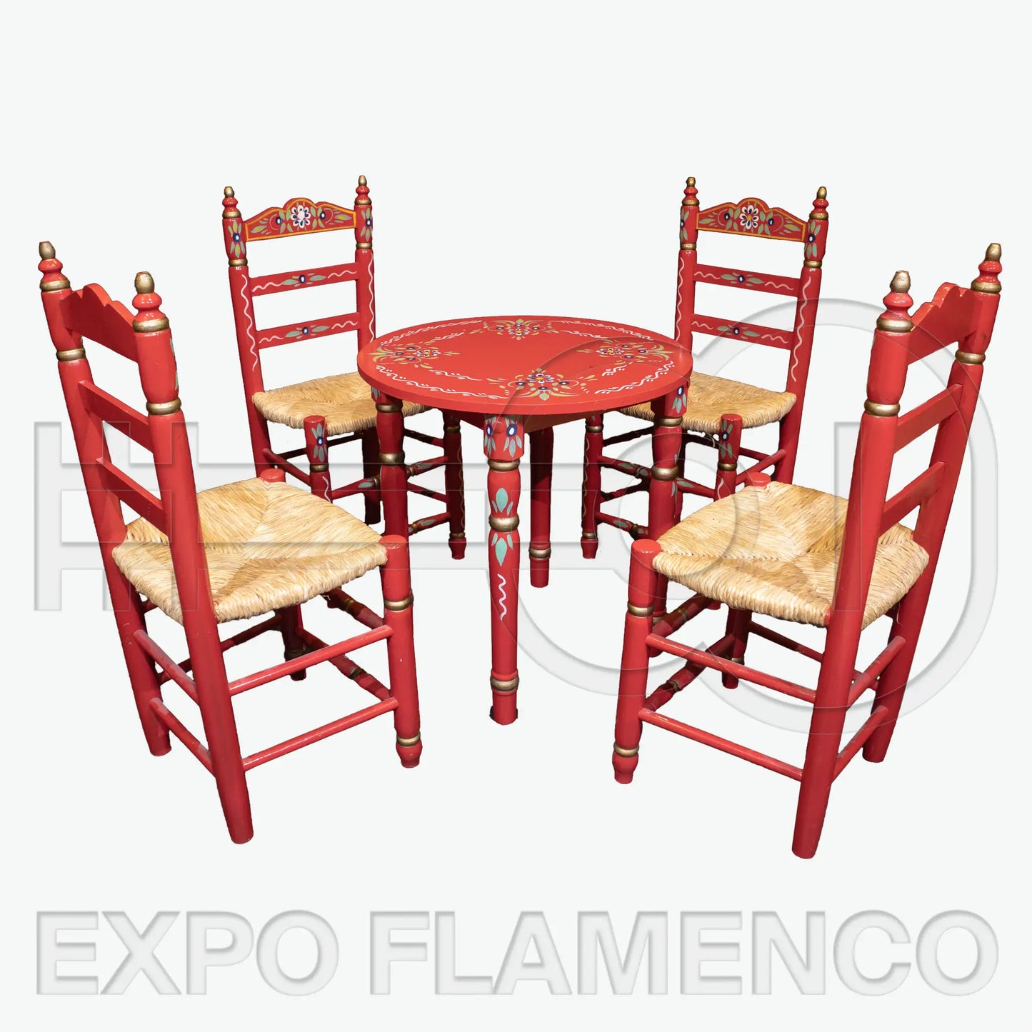 Seville Table + 4 Seville Chairs (Red)