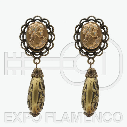 Antique gold cameo earrings