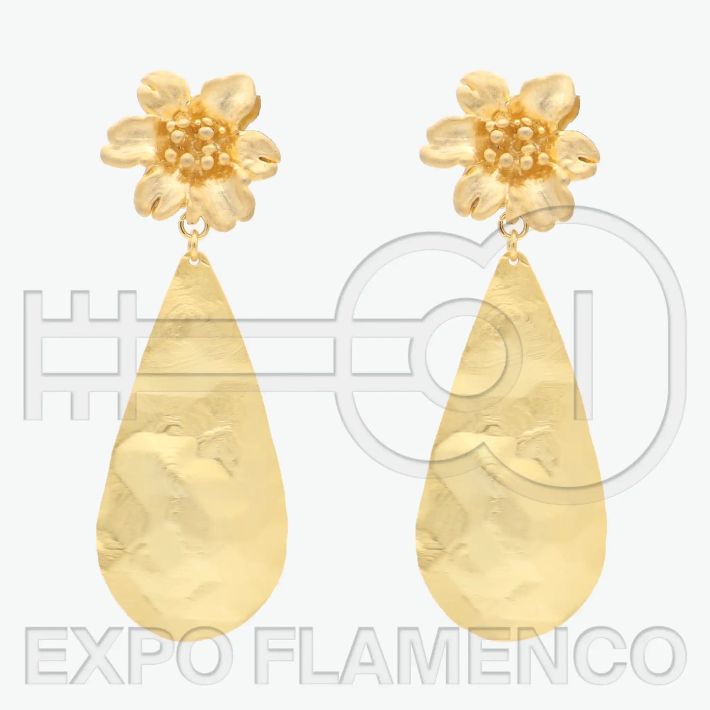 Teardrop earrings - Golden flower