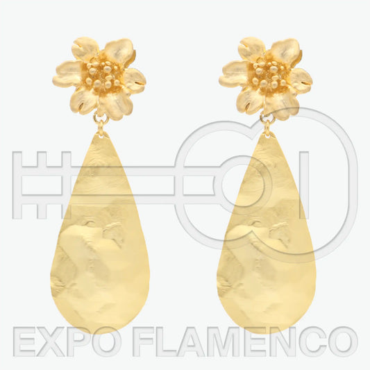 Teardrop earrings - Golden flower