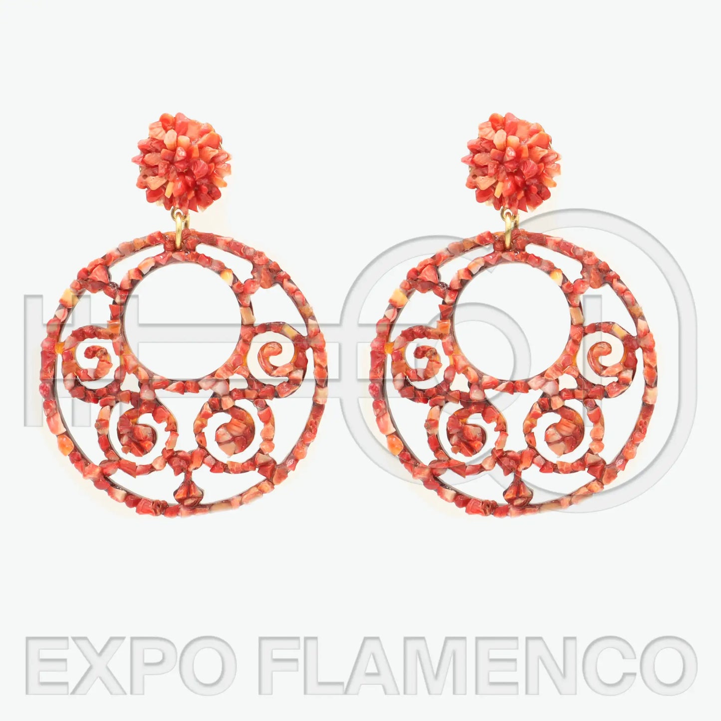 Round Coral Earrings with Shells