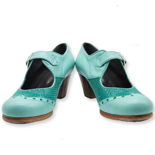 Flamenco Footwear - Combined buckle and turquoise snake