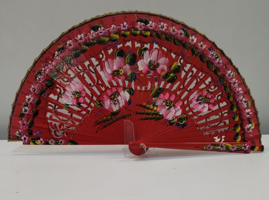 Red lacquered carved fan