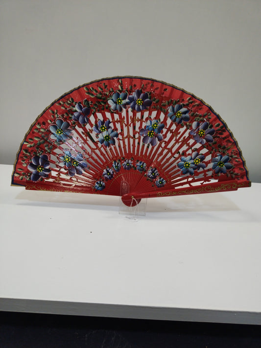 Carved and red lacquered fan