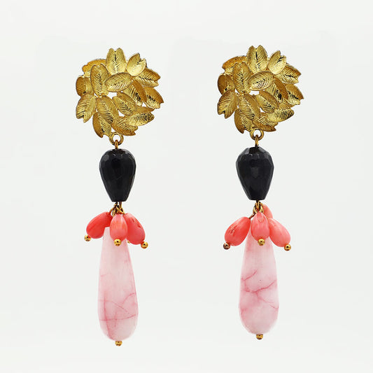 Coral and jade earrings