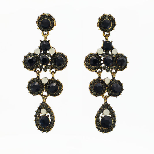 Carved crystal earrings - Deep blue