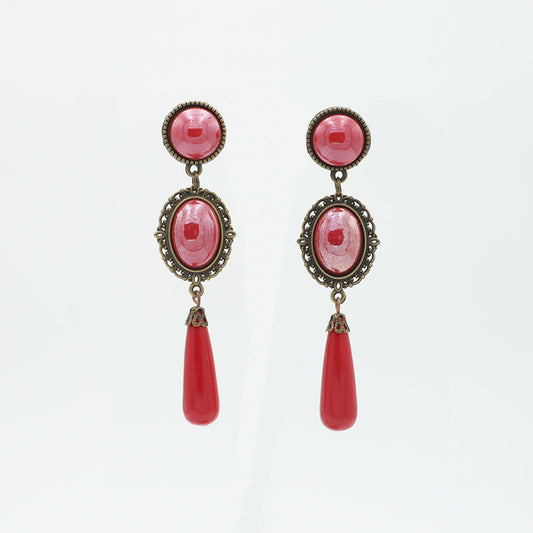 Oval Drop Earrings - Various Colors