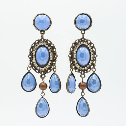 Bronze teardrop earrings - Sky blue