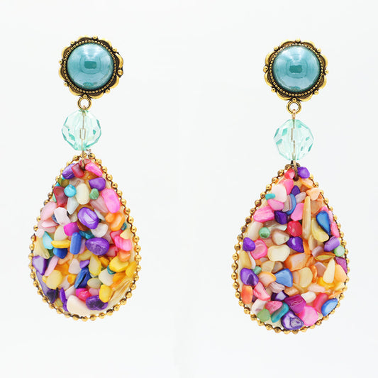 Coloured stone and crystal earrings - Aquamarine