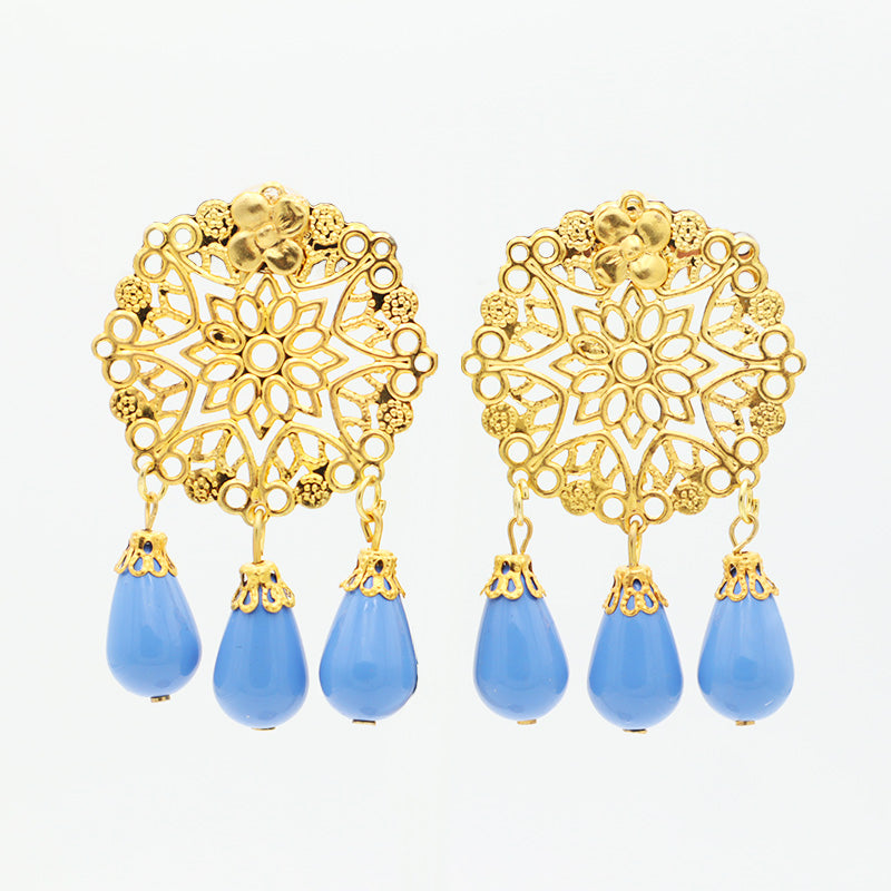 Pendientes dorados con 3 gotas - Varios colores