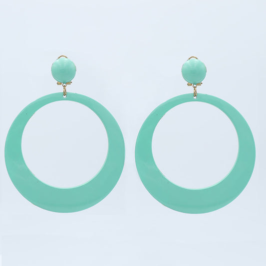 Large hoop earrings - Aqua green