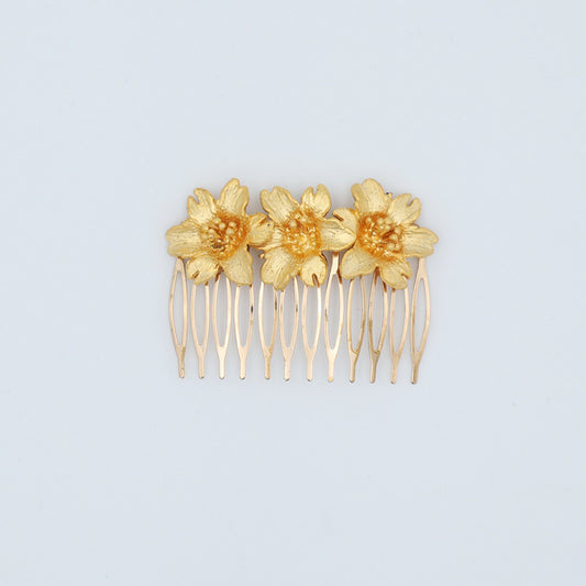 Comb - Three flowers with five golden petals