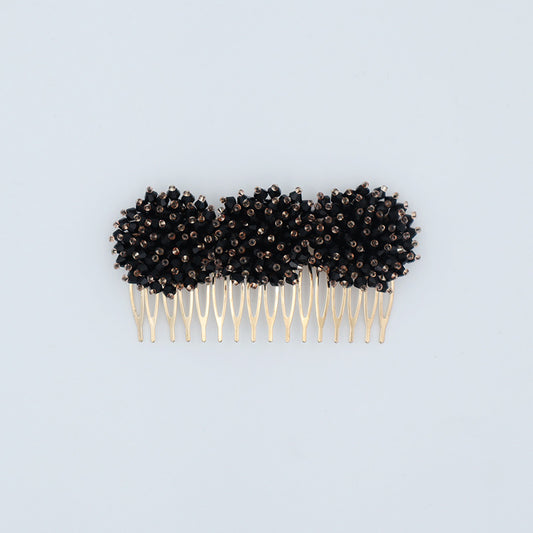 Small comb - Black crystal flower ornament