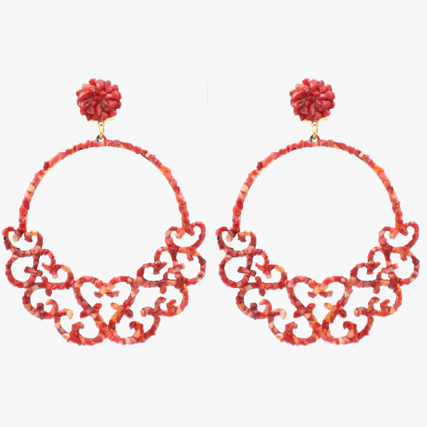 Coral earrings hearts design